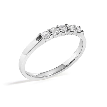 14K Gold 1/4 Cttw  Diamond 5 Stone Band Ring