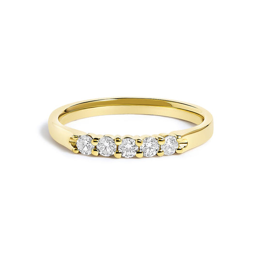 14K Gold 1/4 Cttw  Diamond 5 Stone Band Ring