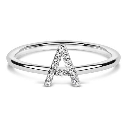 10K White Gold Diamond Accent Initial “A-Z” Ring