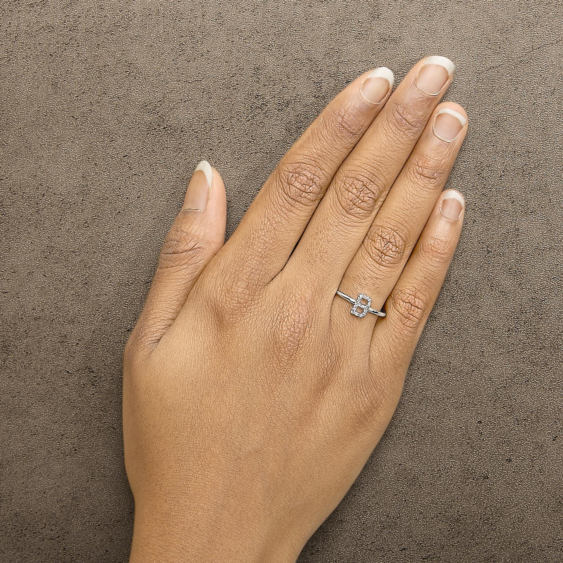 10K White Gold Diamond Accent Initial “A-Z” Ring