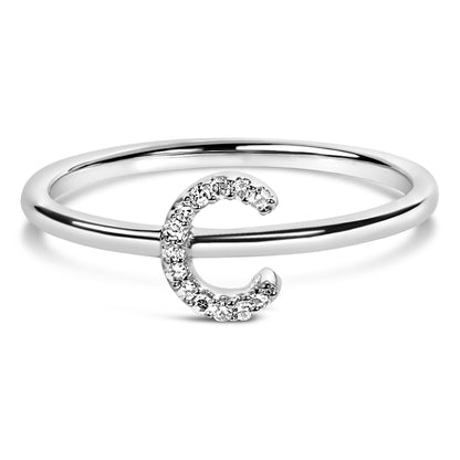 10K White Gold Diamond Accent Initial “A-Z” Ring