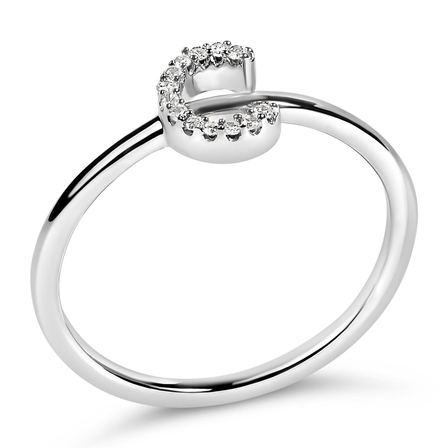 10K White Gold Diamond Accent Initial “A-Z” Ring