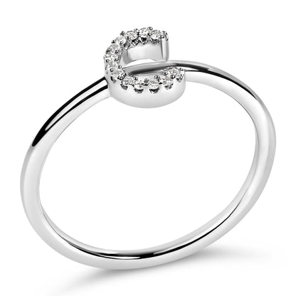10K White Gold Diamond Accent Initial “A-Z” Ring