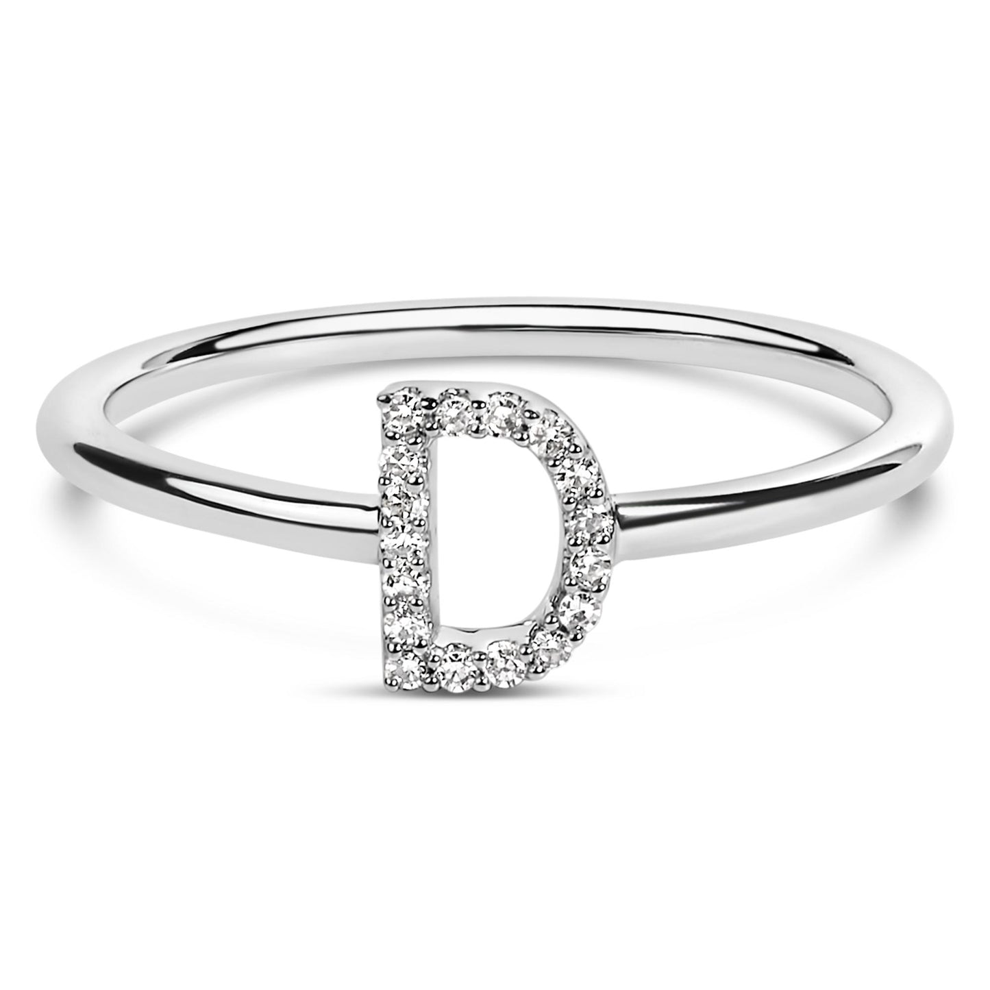10K White Gold Diamond Accent Initial “A-Z” Ring