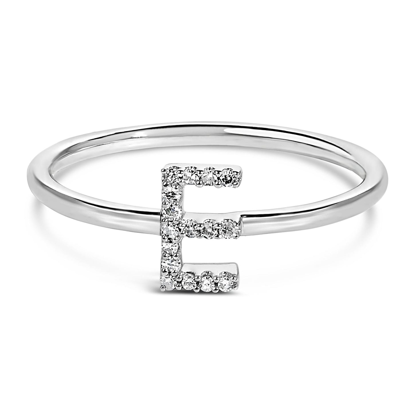 10K White Gold Diamond Accent Initial “A-Z” Ring