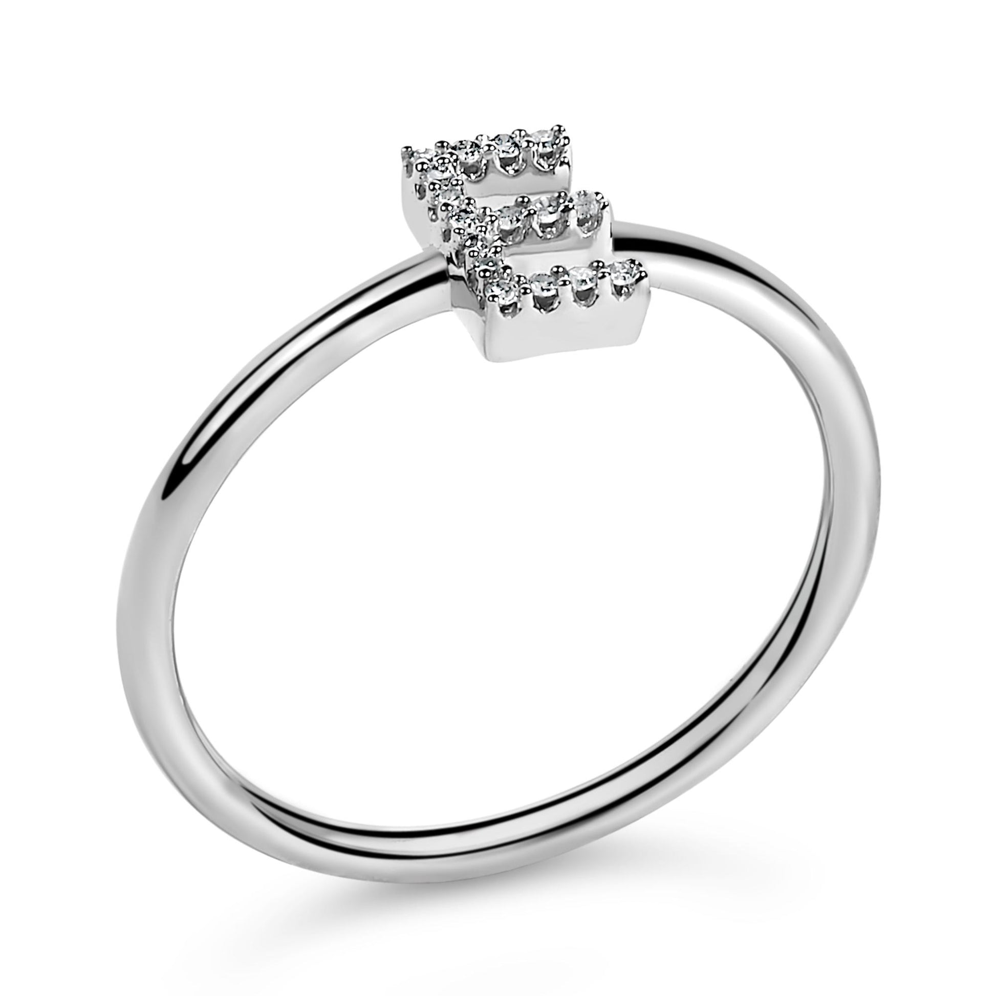 10K White Gold Diamond Accent Initial “A-Z” Ring