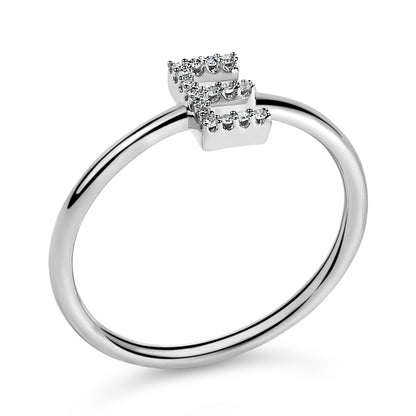 10K White Gold Diamond Accent Initial “A-Z” Ring