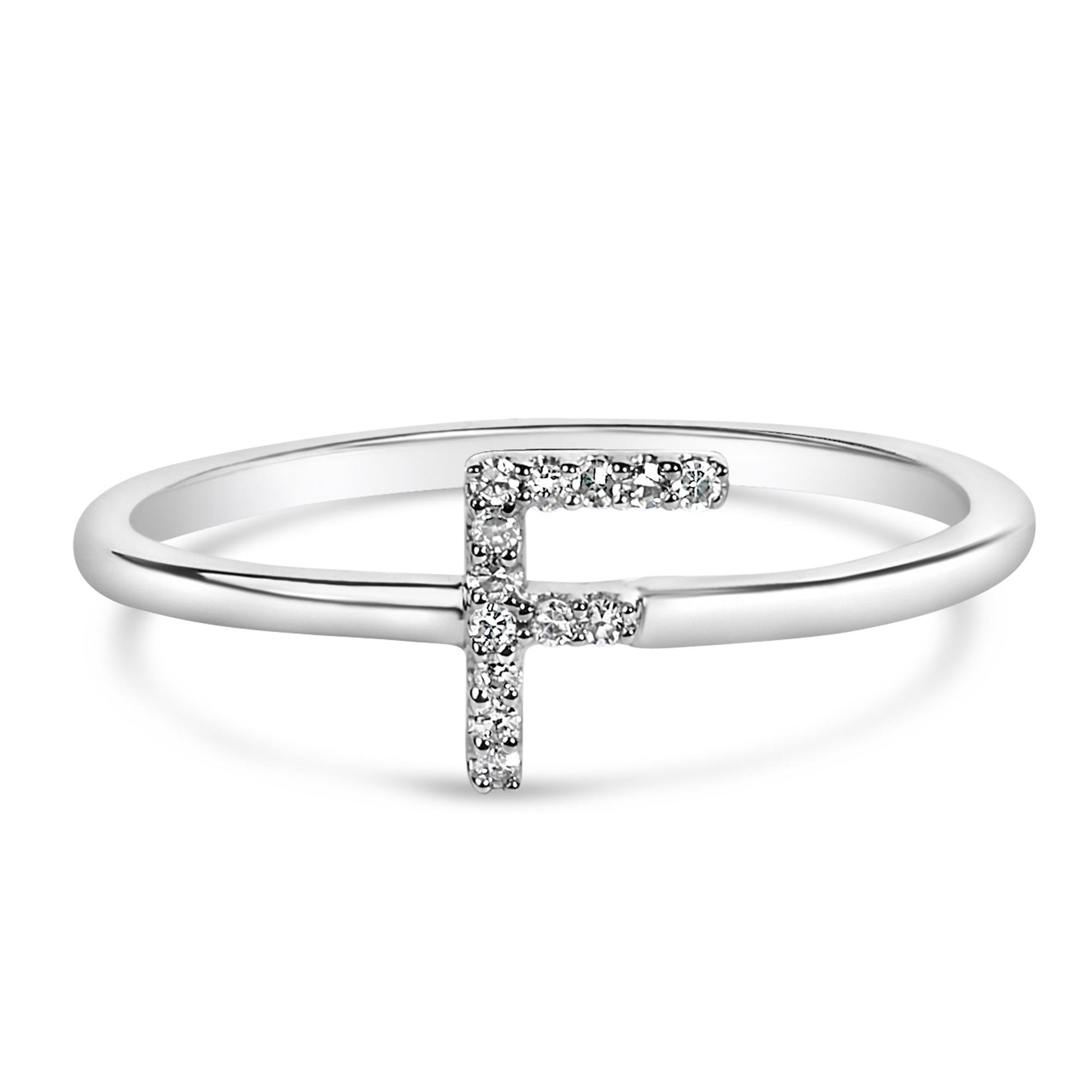 10K White Gold Diamond Accent Initial “A-Z” Ring