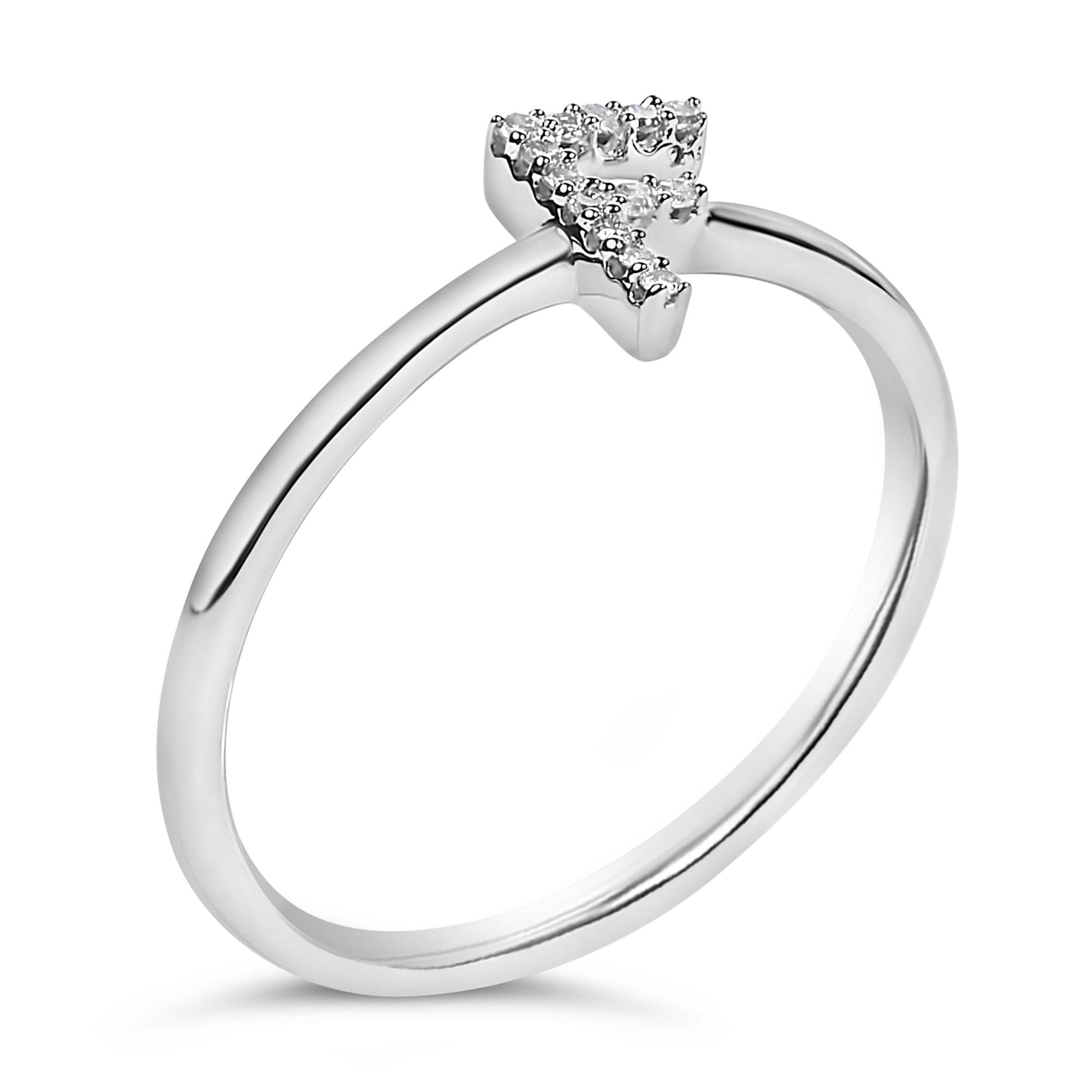 10K White Gold Diamond Accent Initial “A-Z” Ring