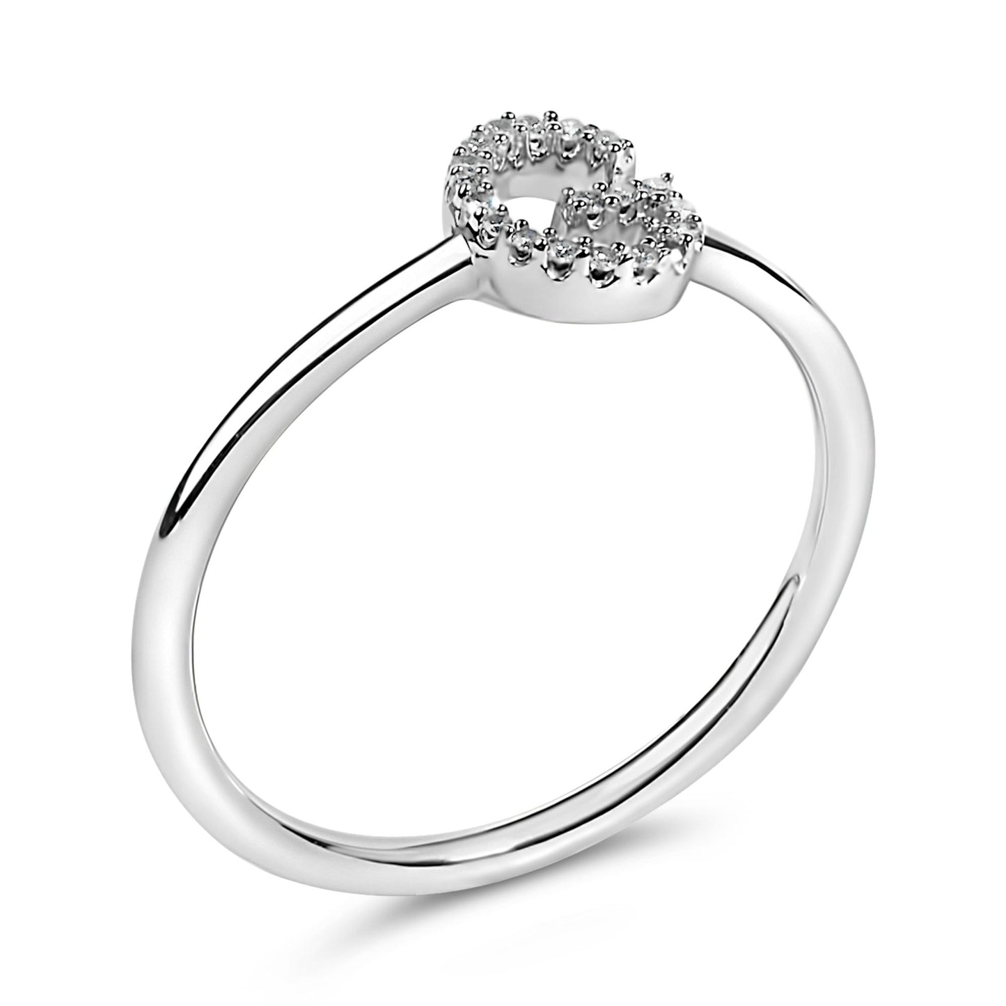 10K White Gold Diamond Accent Initial “A-Z” Ring