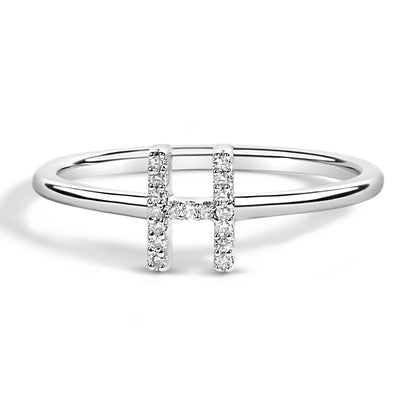 10K White Gold Diamond Accent Initial “A-Z” Ring