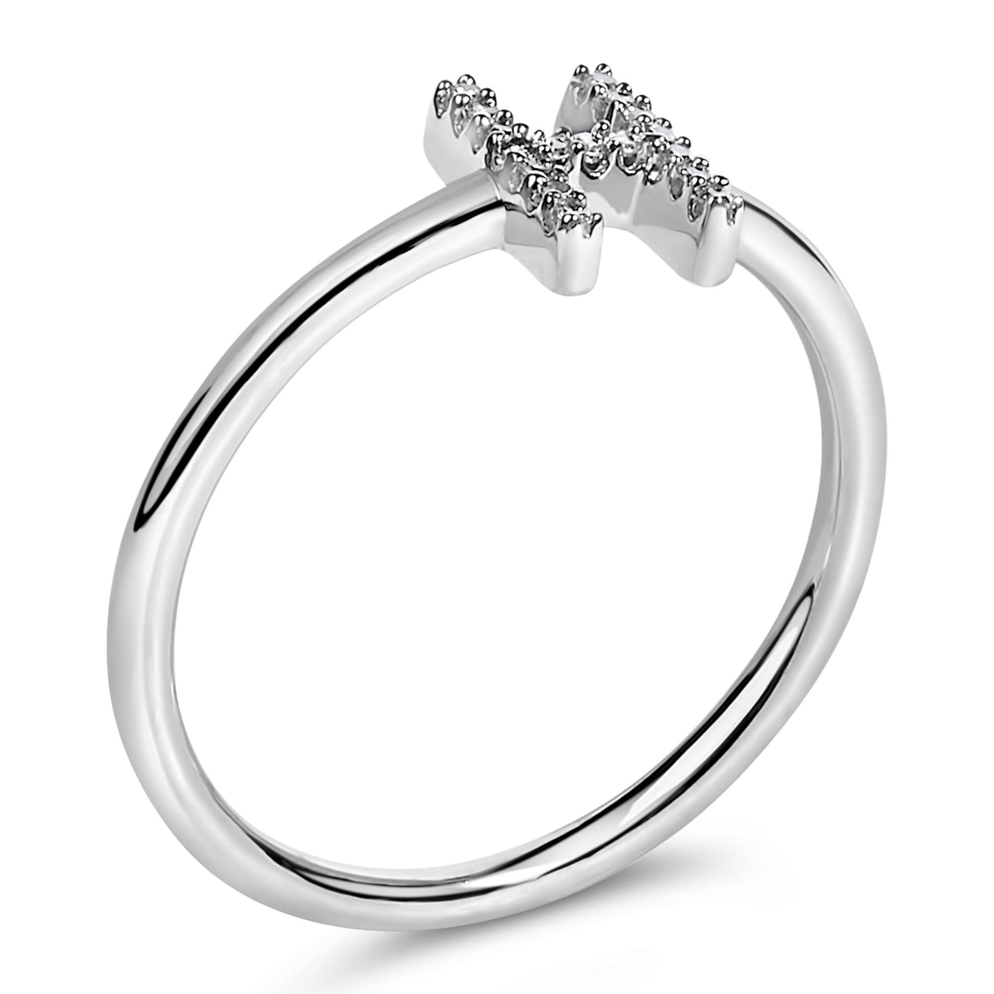 10K White Gold Diamond Accent Initial “A-Z” Ring