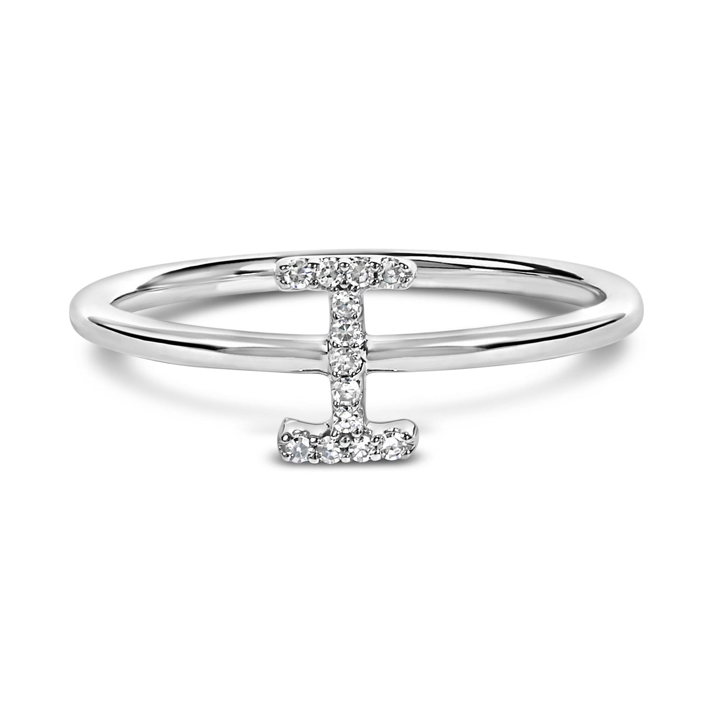 10K White Gold Diamond Accent Initial “A-Z” Ring