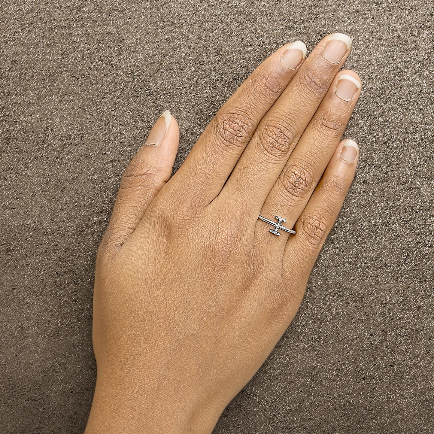 10K White Gold Diamond Accent Initial “A-Z” Ring