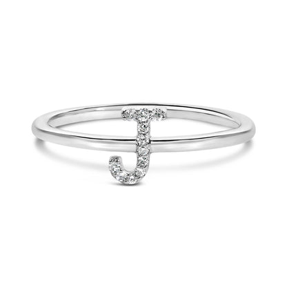 10K White Gold Diamond Accent Initial “A-Z” Ring