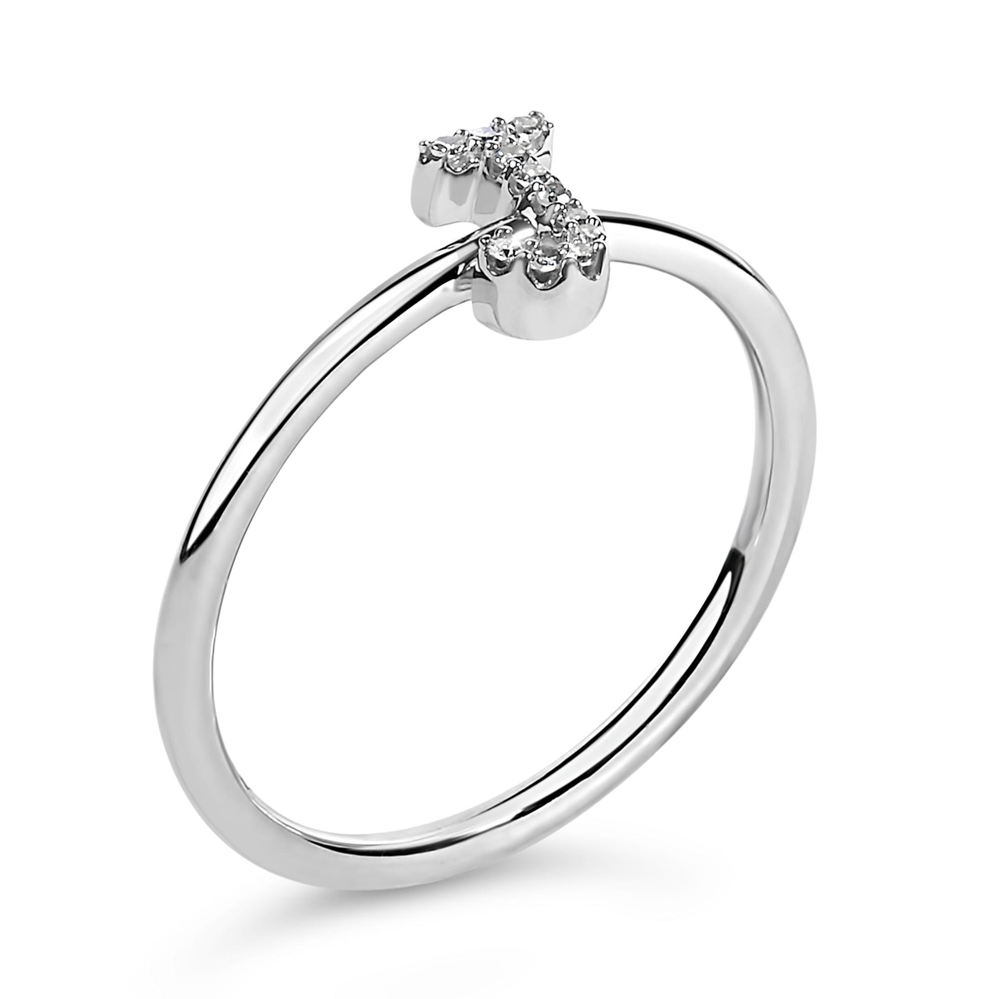 10K White Gold Diamond Accent Initial “A-Z” Ring
