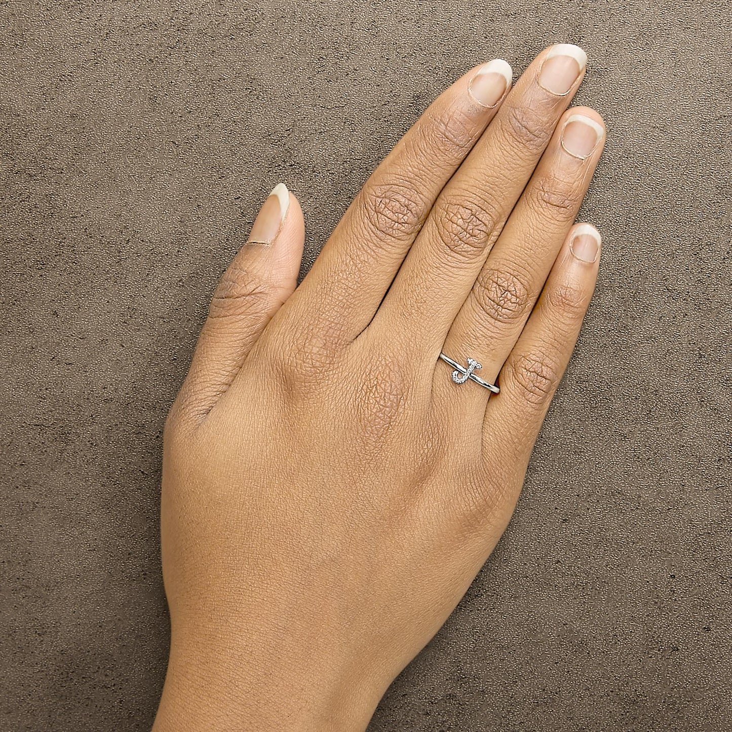 10K White Gold Diamond Accent Initial “A-Z” Ring