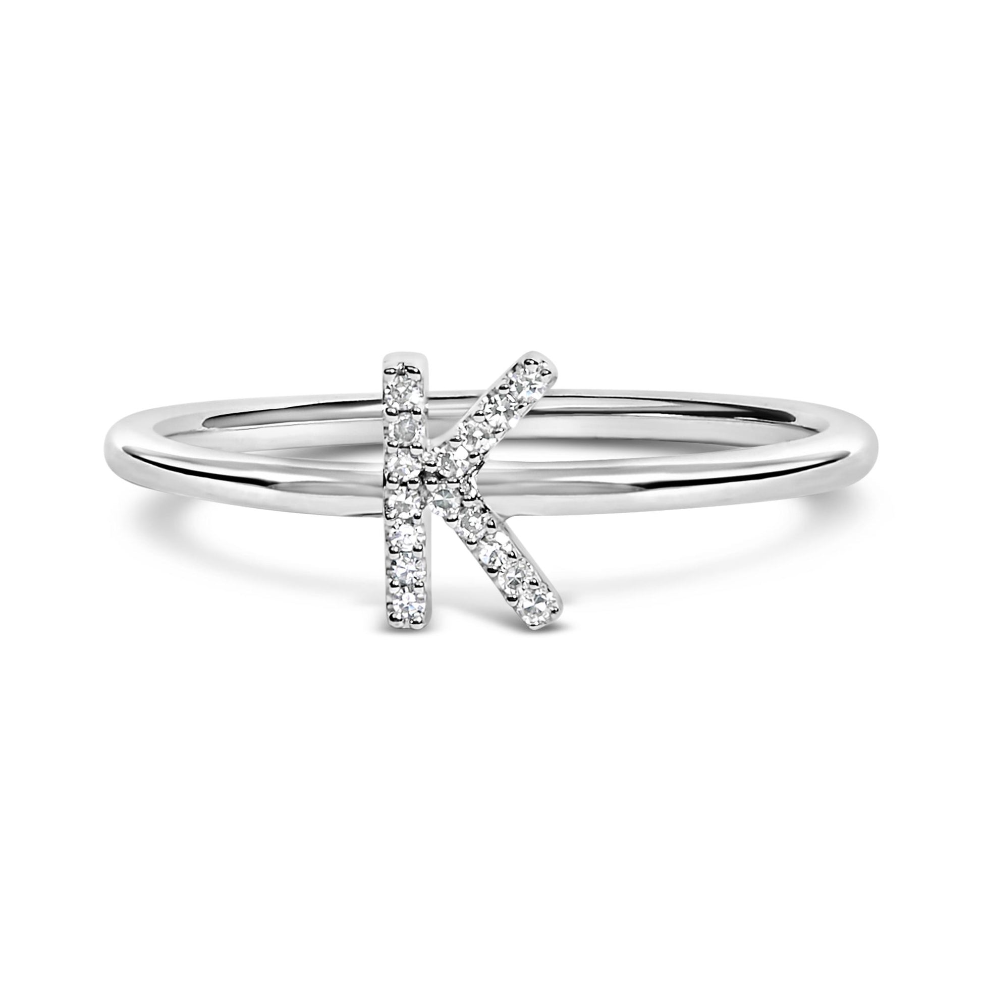 10K White Gold Diamond Accent Initial “A-Z” Ring