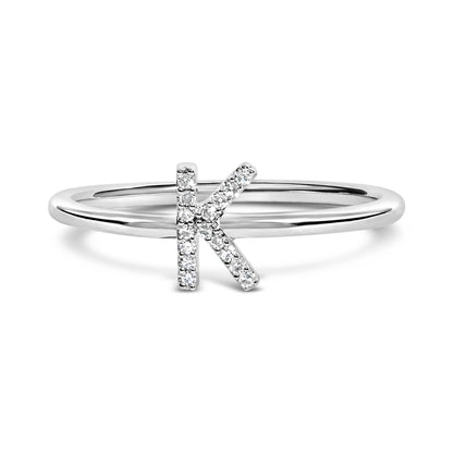 10K White Gold Diamond Accent Initial “A-Z” Ring