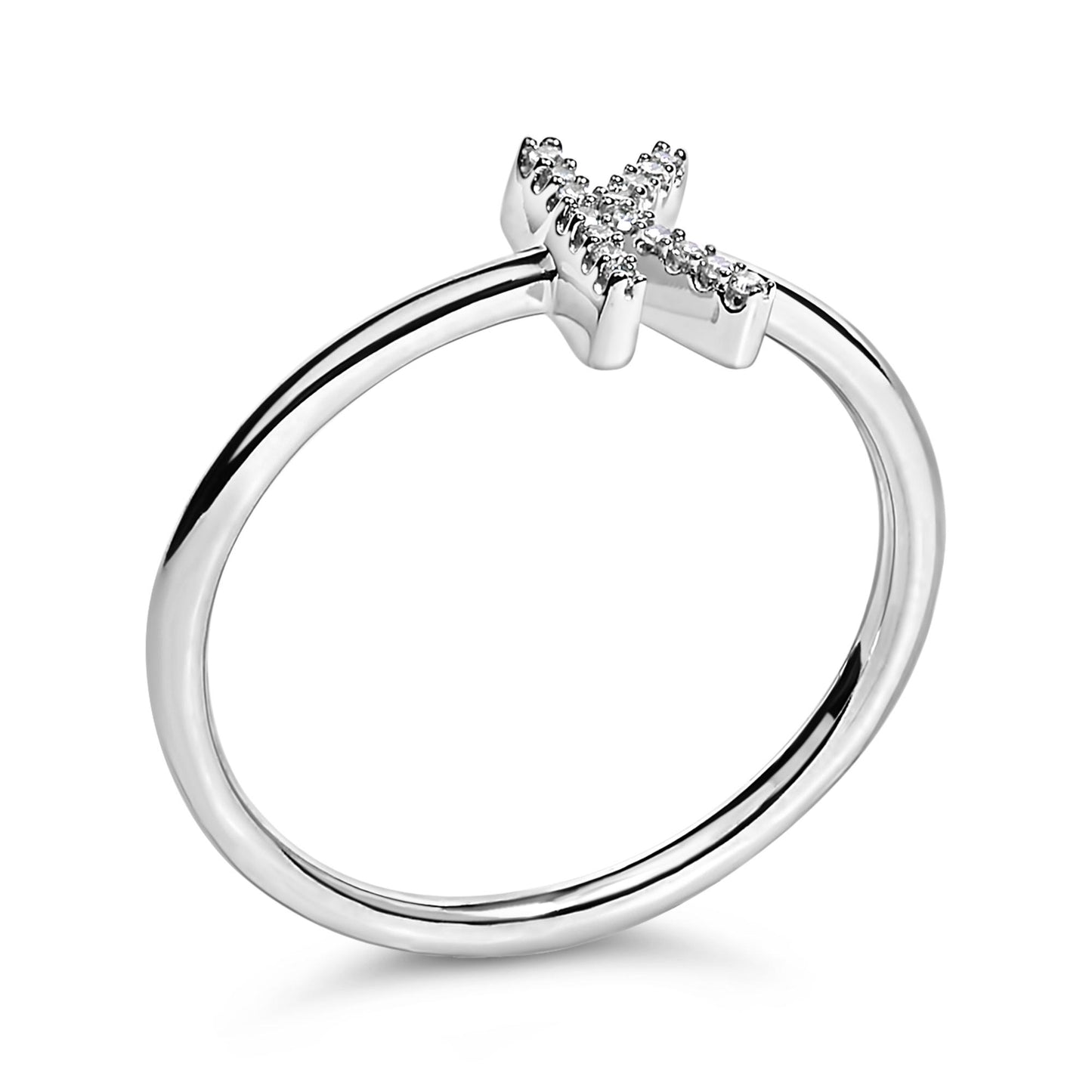 10K White Gold Diamond Accent Initial “A-Z” Ring