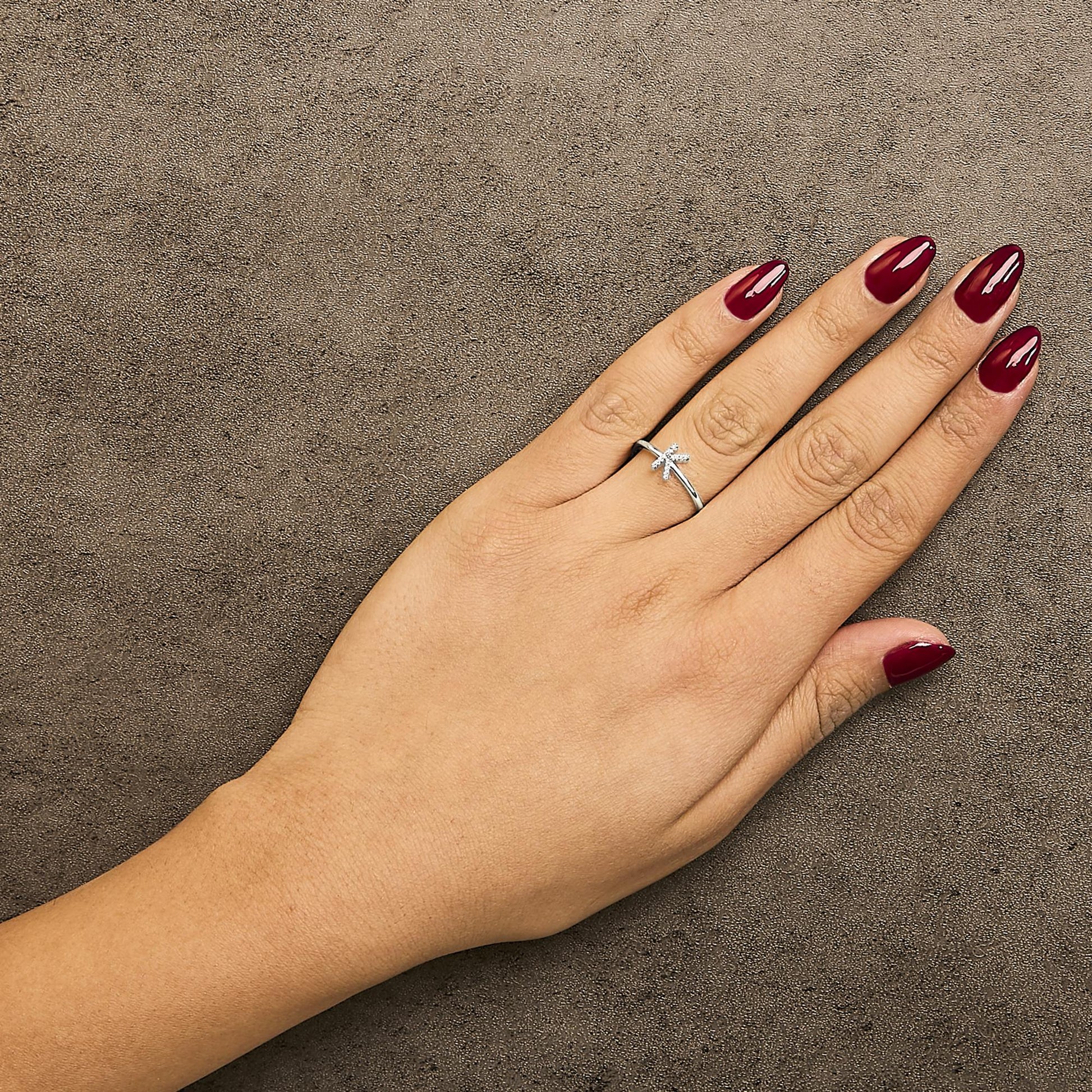 10K White Gold Diamond Accent Initial “A-Z” Ring