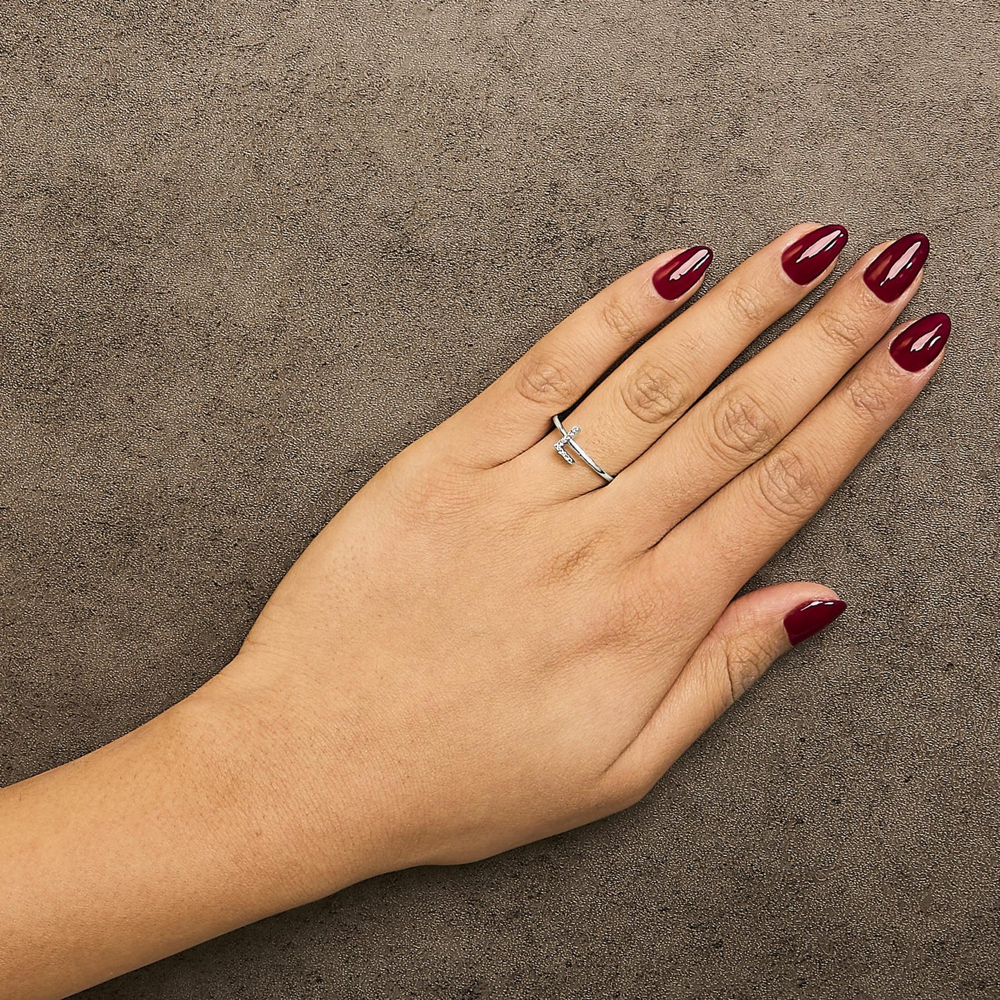 10K White Gold Diamond Accent Initial “A-Z” Ring