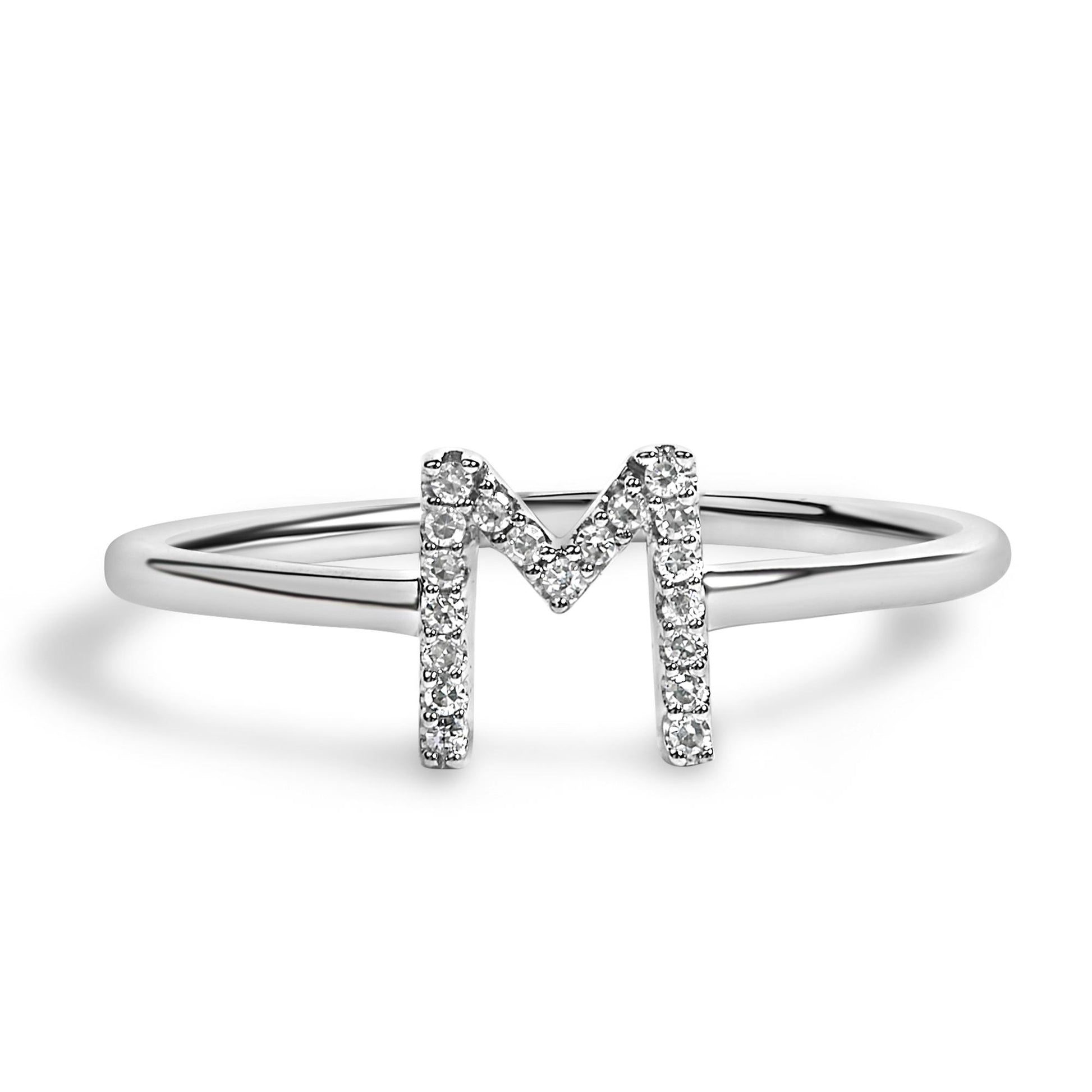 10K White Gold Diamond Accent Initial “A-Z” Ring