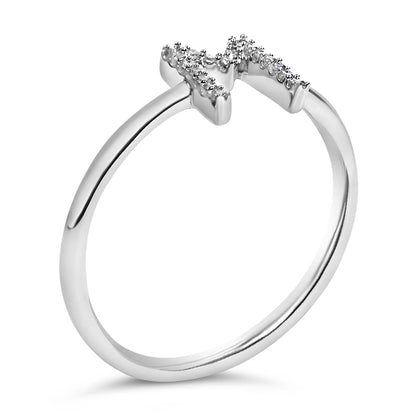 10K White Gold Diamond Accent Initial “A-Z” Ring