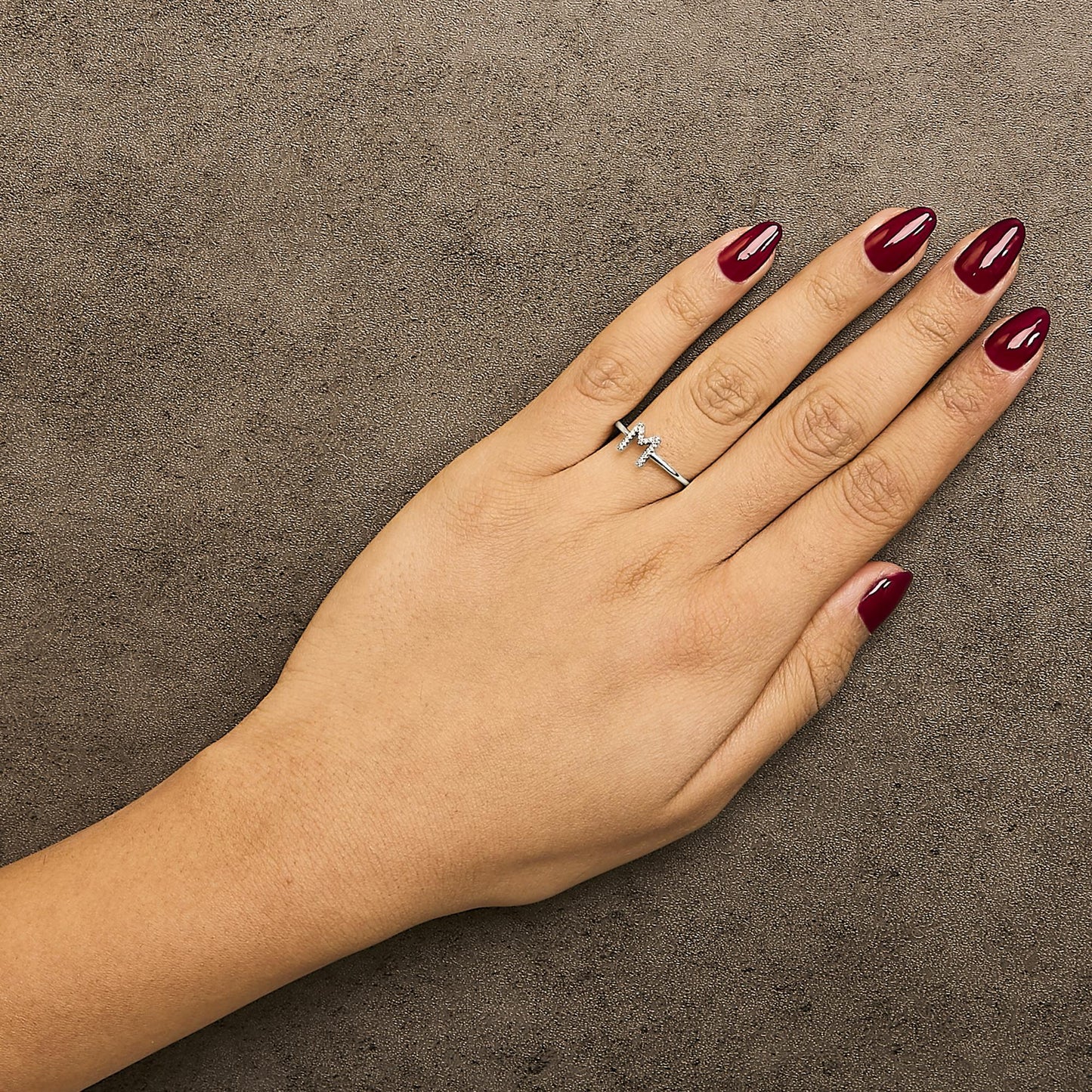 10K White Gold Diamond Accent Initial “A-Z” Ring