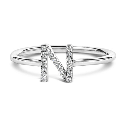 10K White Gold Diamond Accent Initial “A-Z” Ring