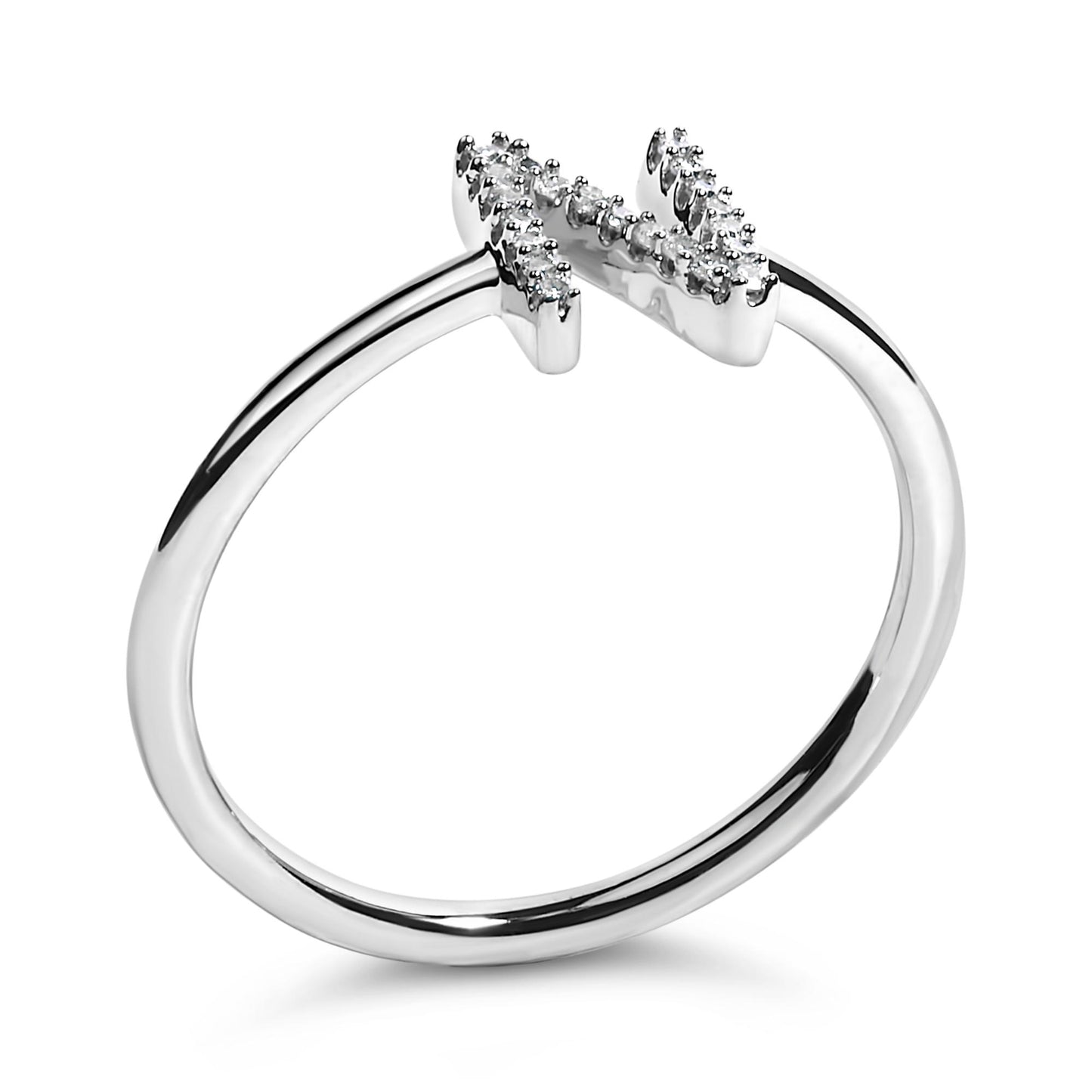 10K White Gold Diamond Accent Initial “A-Z” Ring