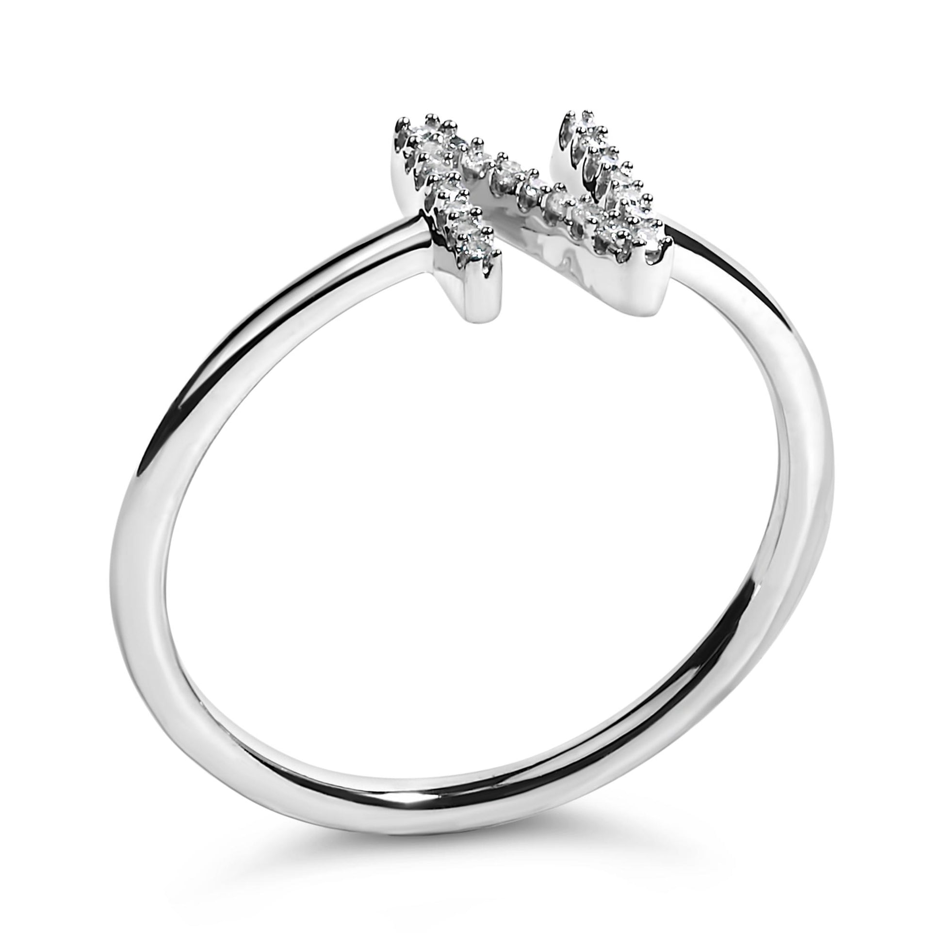 10K White Gold Diamond Accent Initial “A-Z” Ring