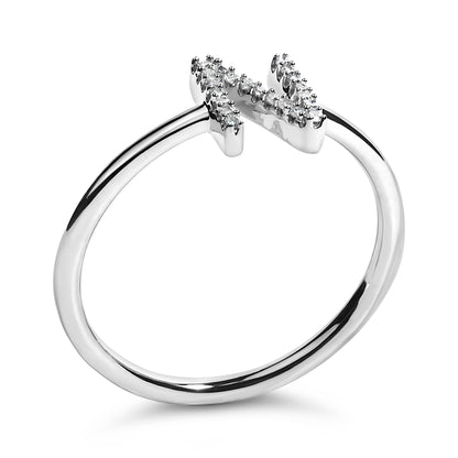10K White Gold Diamond Accent Initial “A-Z” Ring