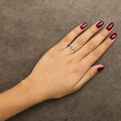 10K White Gold Diamond Accent Initial “A-Z” Ring