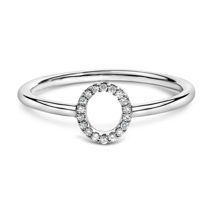 10K White Gold Diamond Accent Initial “A-Z” Ring