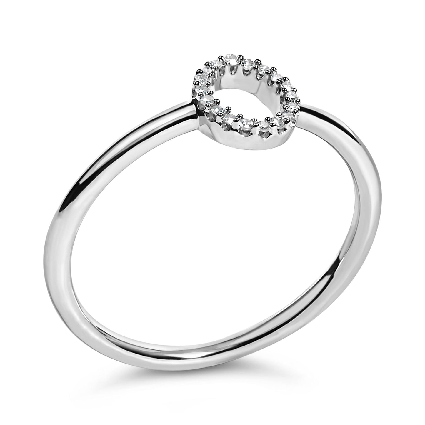 10K White Gold Diamond Accent Initial “A-Z” Ring