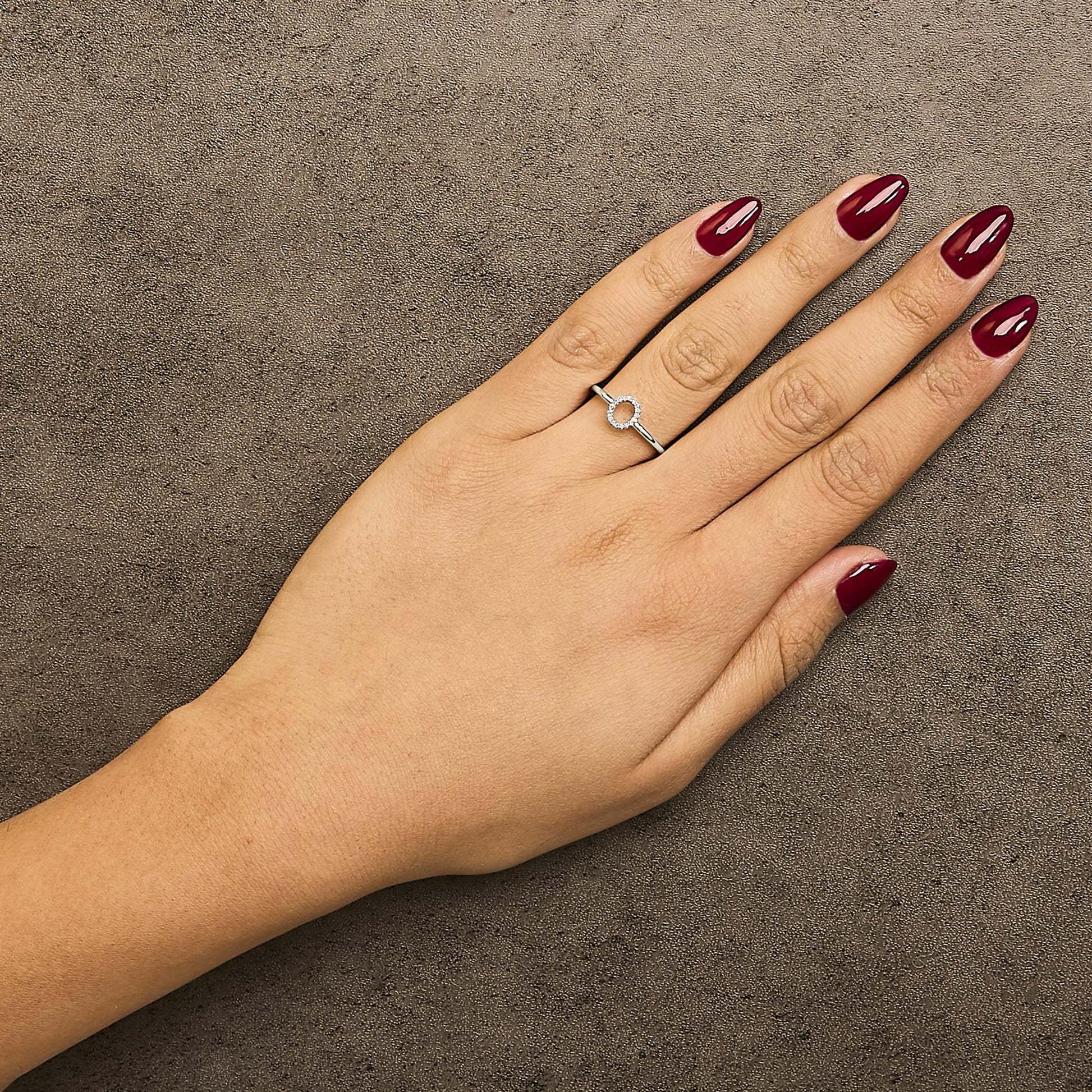10K White Gold Diamond Accent Initial “A-Z” Ring