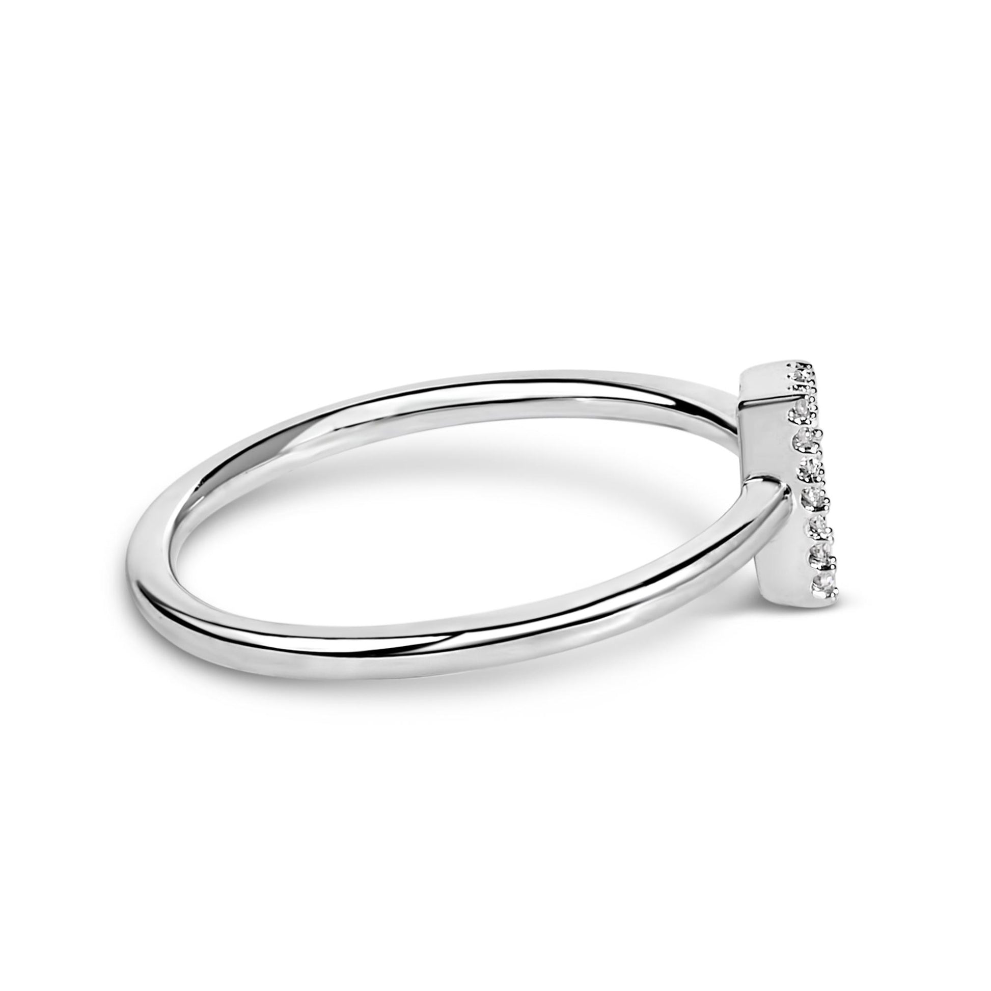 10K White Gold Diamond Accent Initial “A-Z” Ring