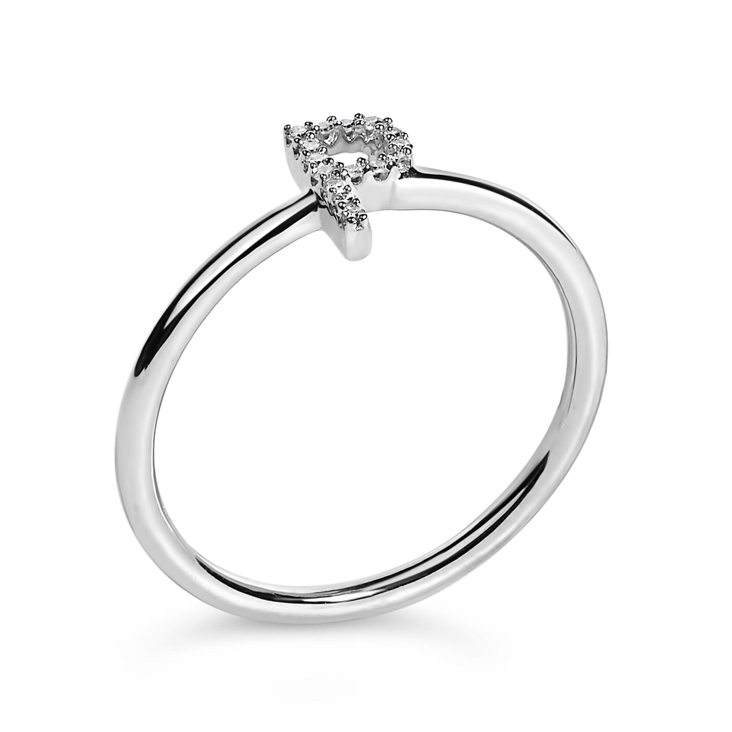 10K White Gold Diamond Accent Initial “A-Z” Ring