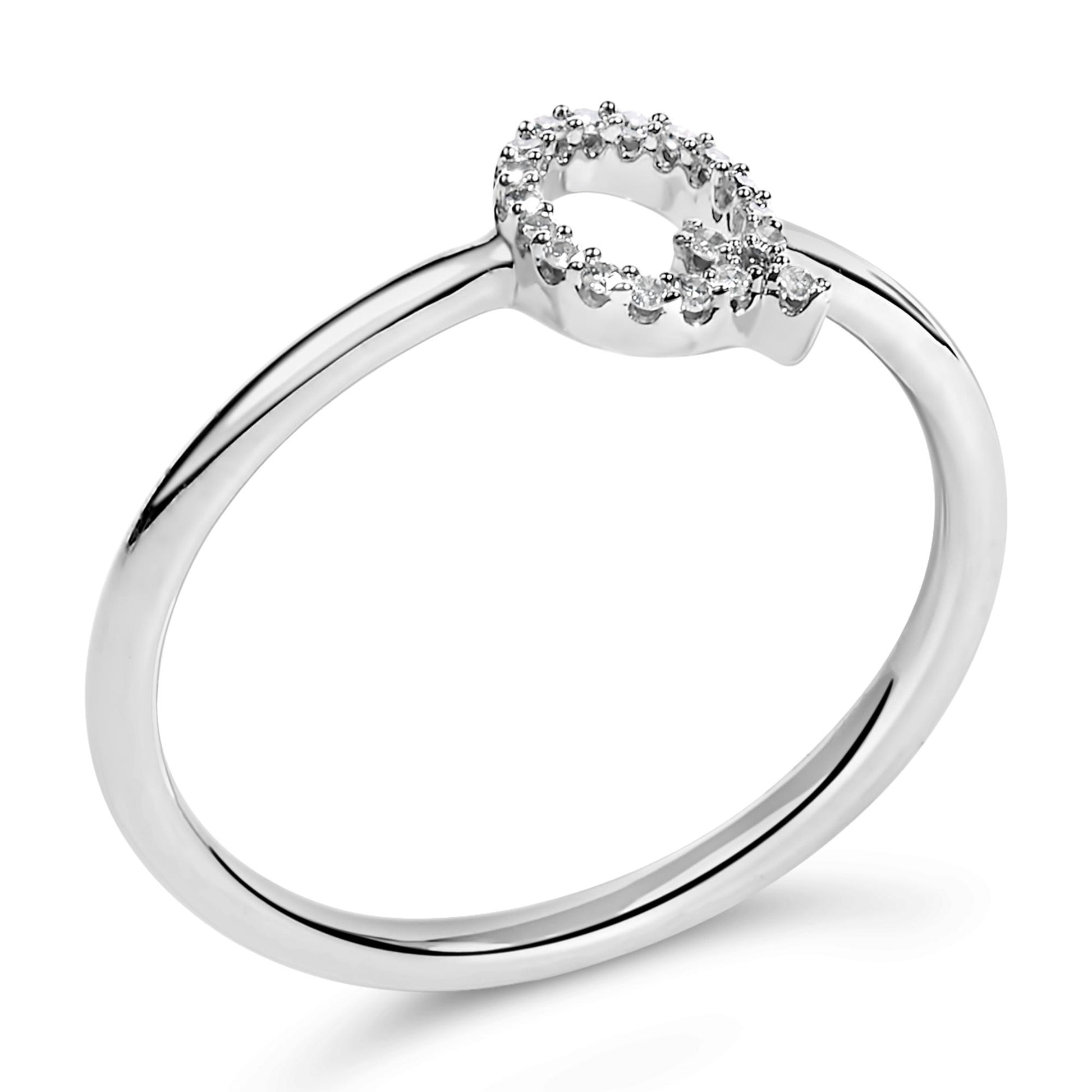10K White Gold Diamond Accent Initial “A-Z” Ring