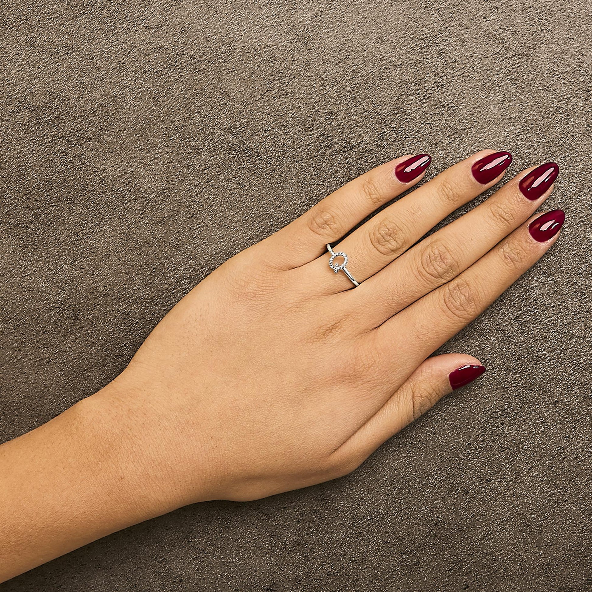 10K White Gold Diamond Accent Initial “A-Z” Ring