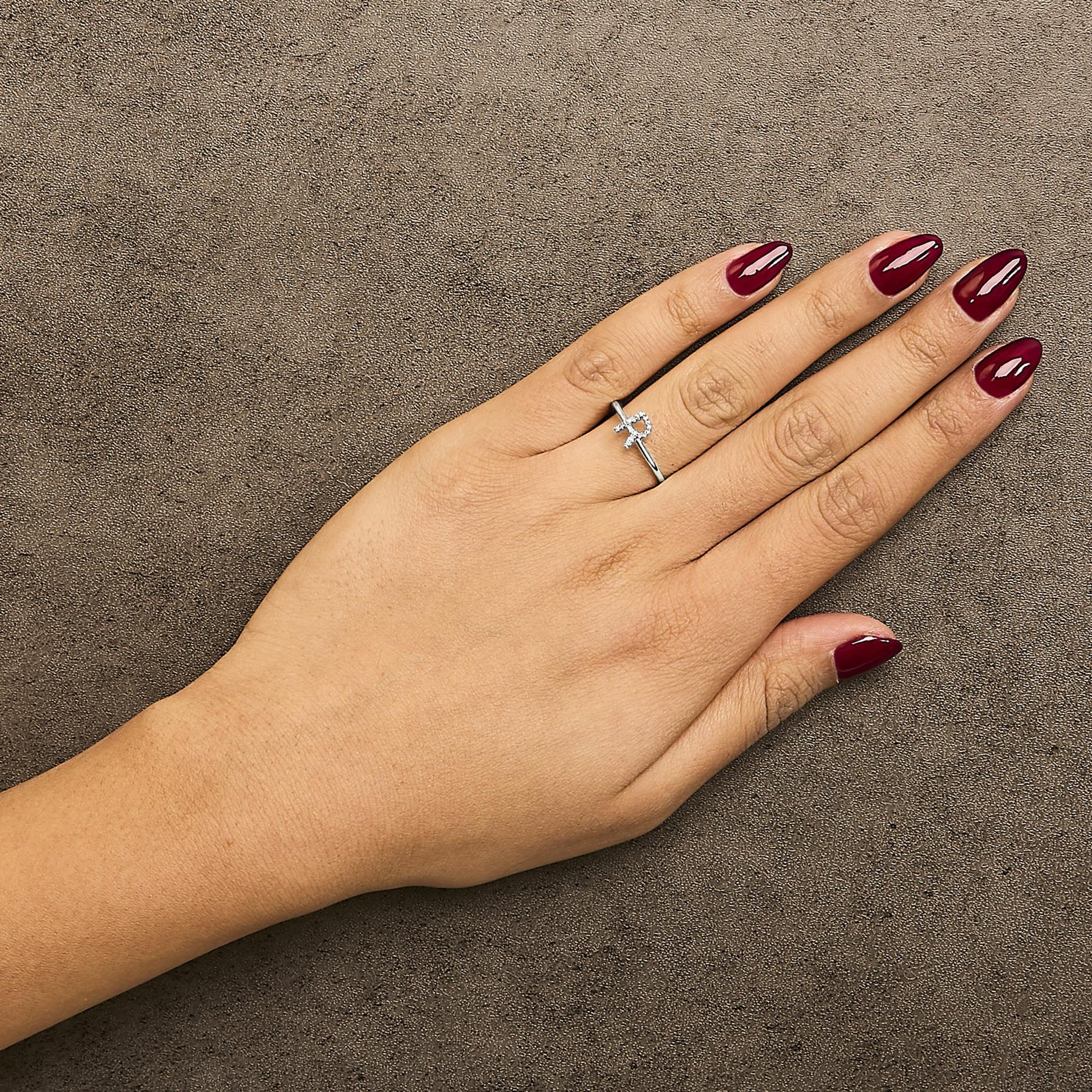 10K White Gold Diamond Accent Initial “A-Z” Ring