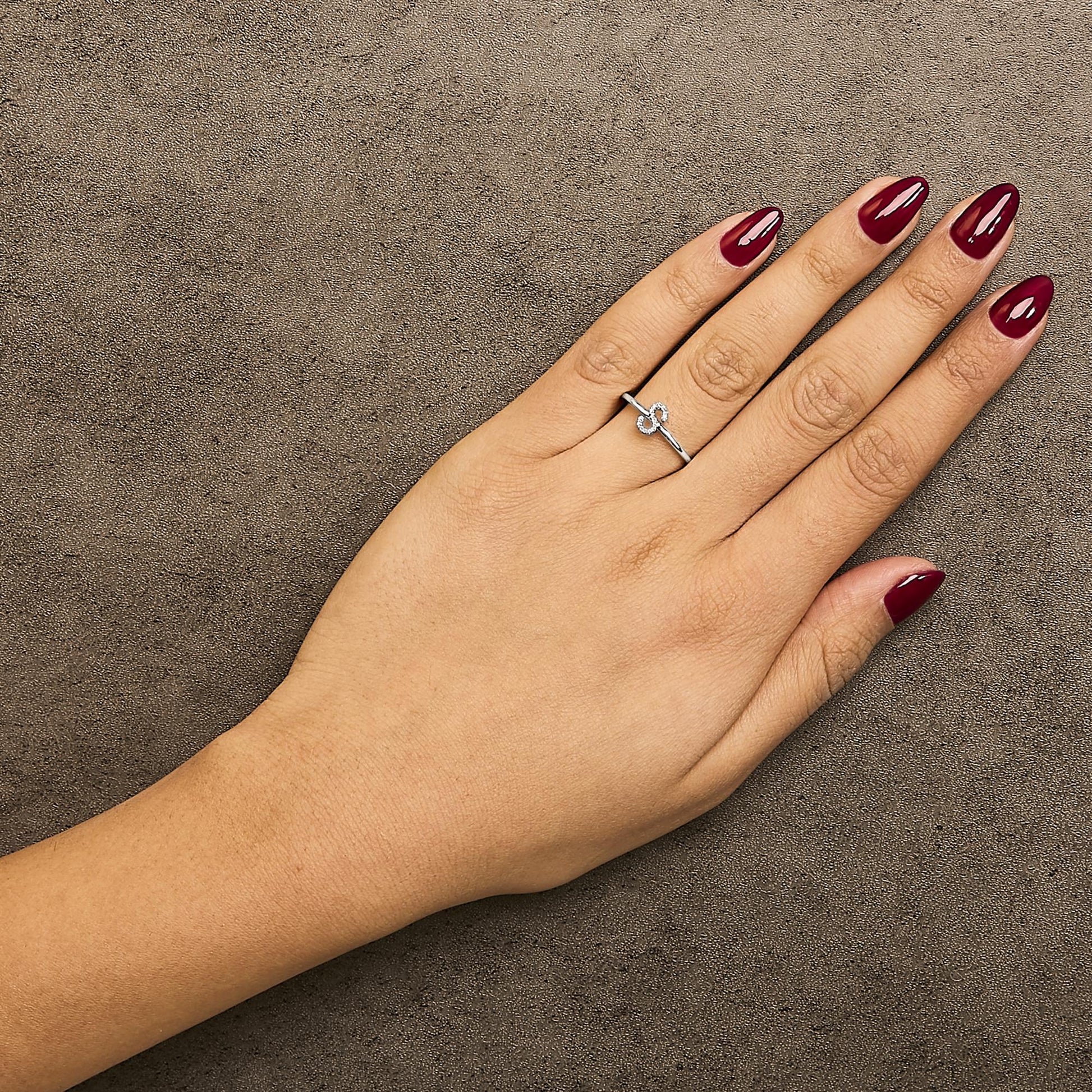 10K White Gold Diamond Accent Initial “A-Z” Ring