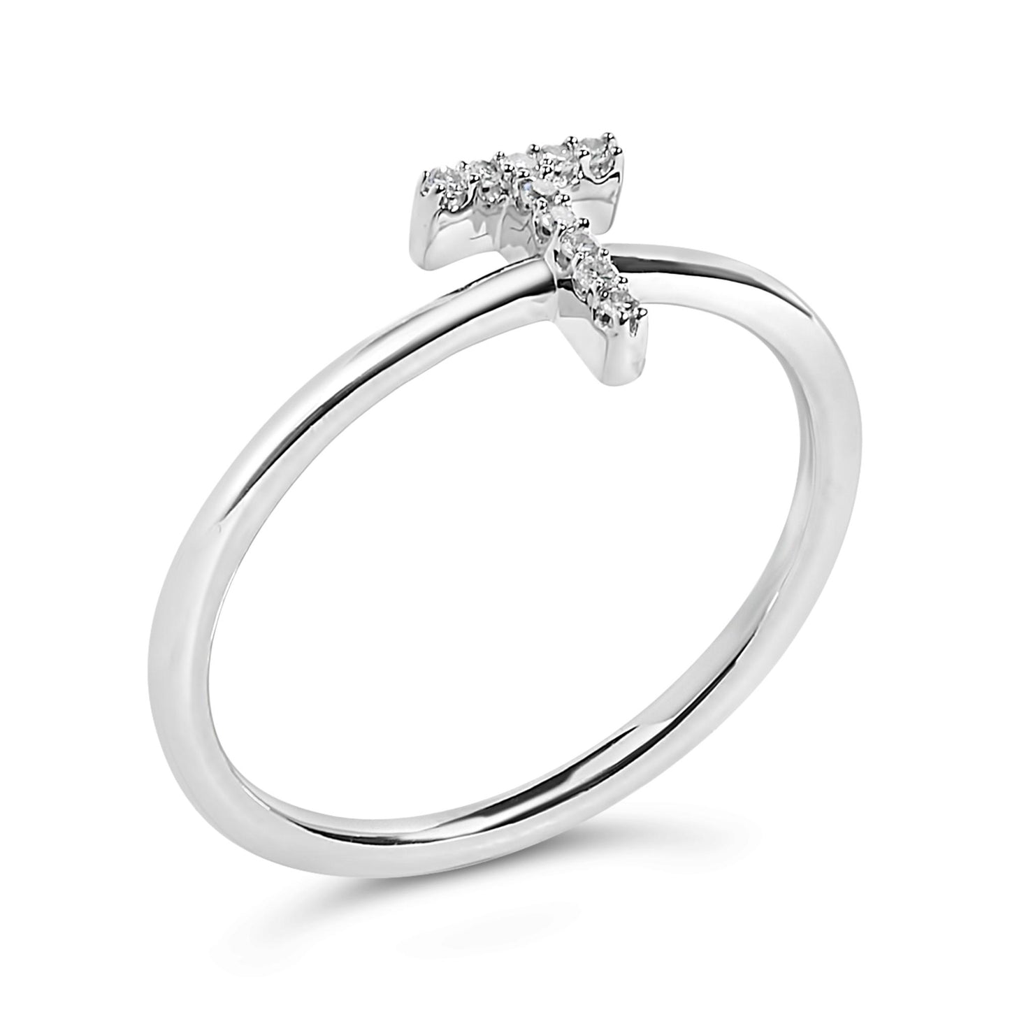 10K White Gold Diamond Accent Initial “A-Z” Ring