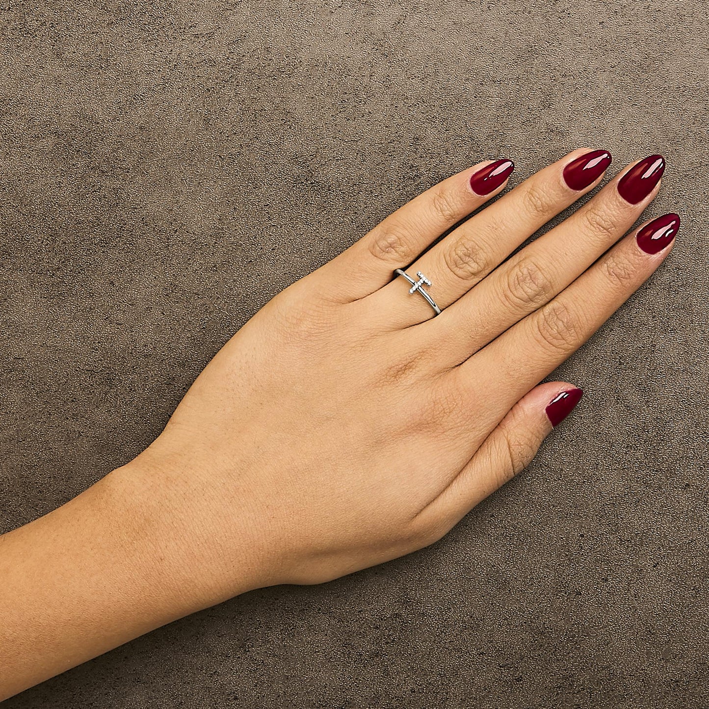 10K White Gold Diamond Accent Initial “A-Z” Ring