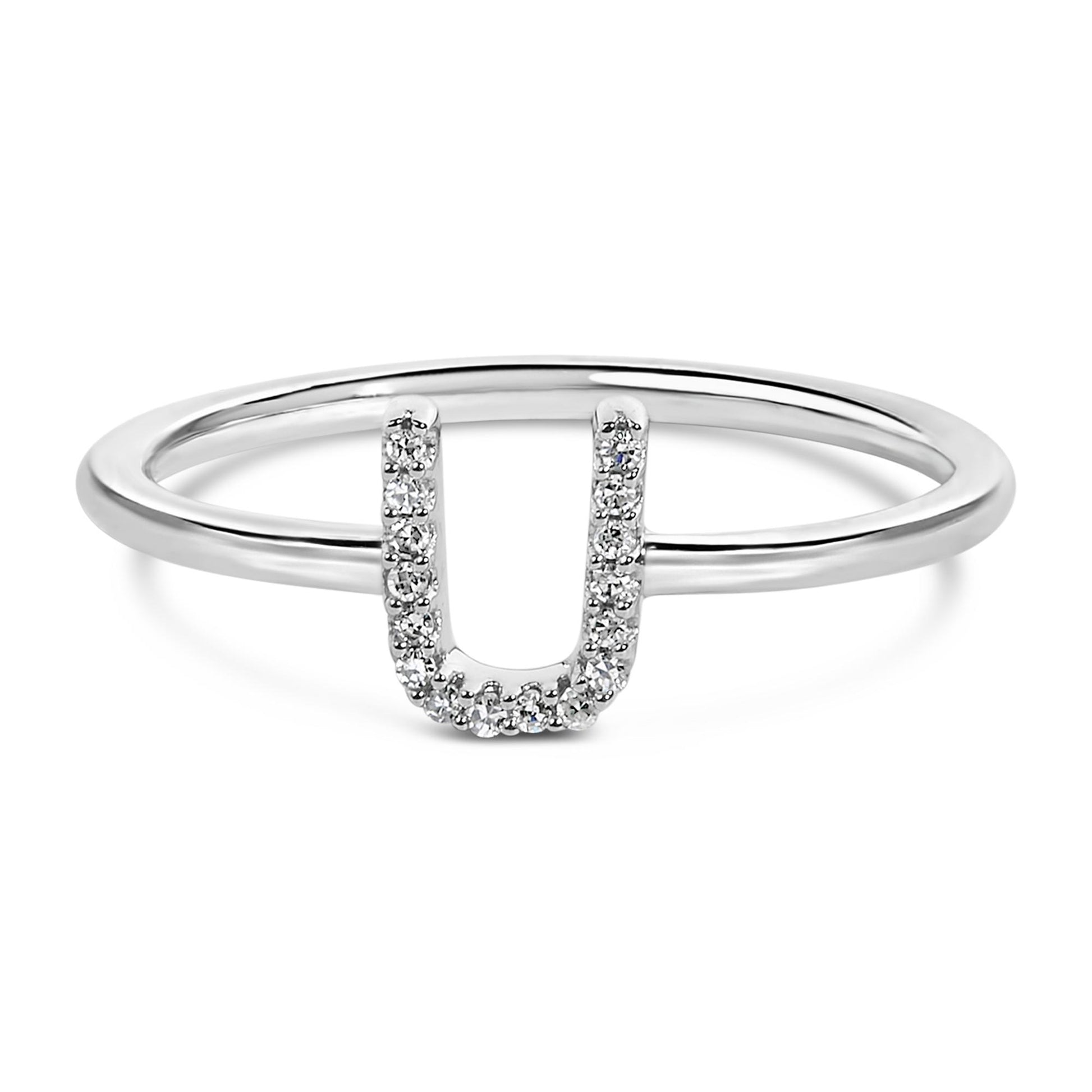10K White Gold Diamond Accent Initial “A-Z” Ring