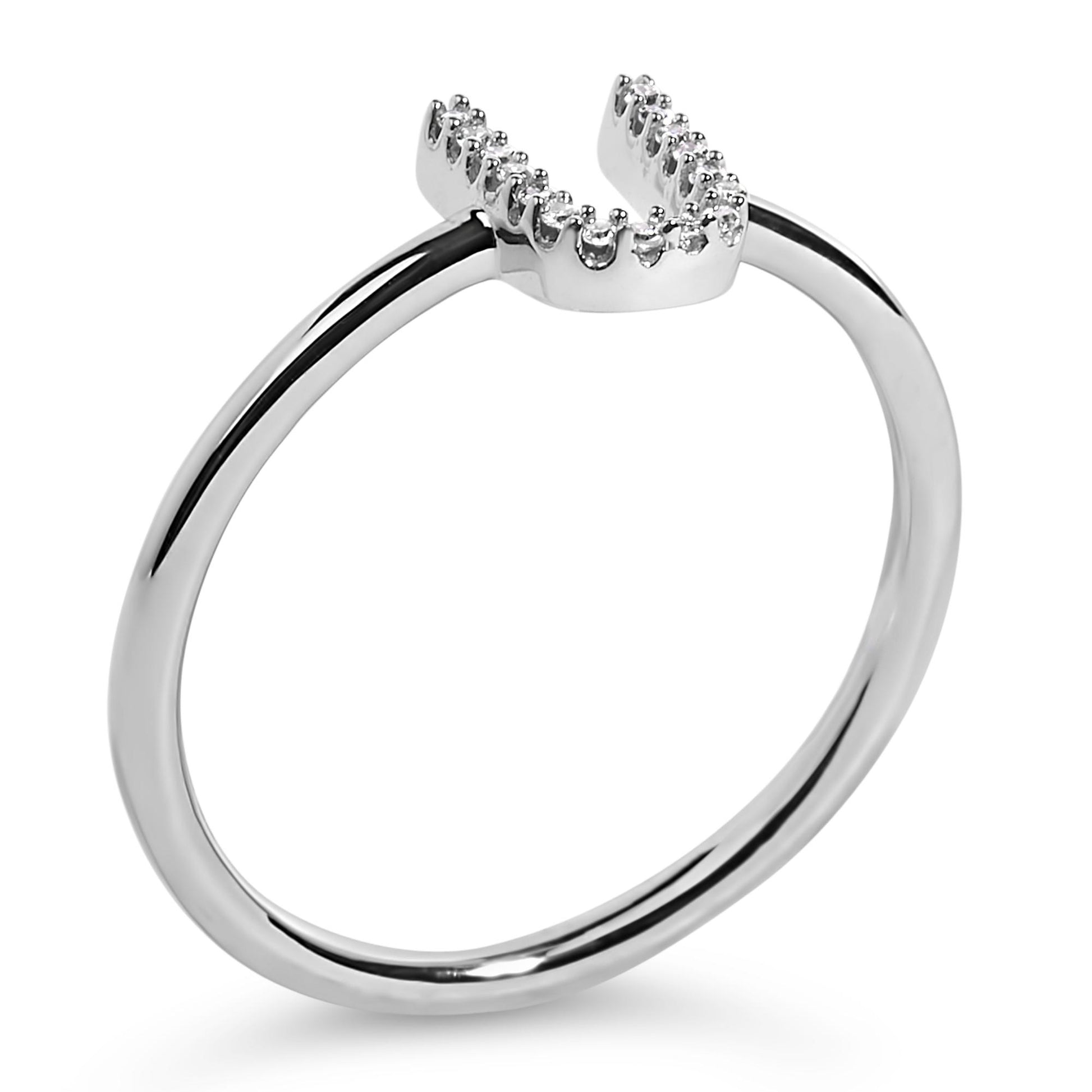10K White Gold Diamond Accent Initial “A-Z” Ring