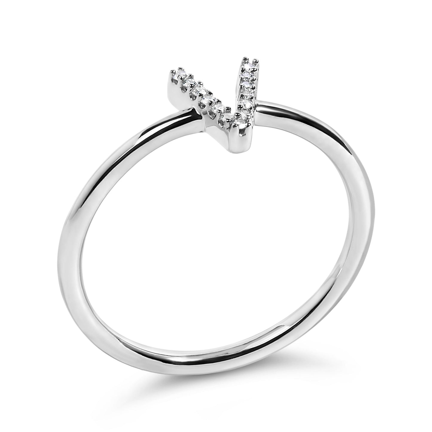10K White Gold Diamond Accent Initial “A-Z” Ring