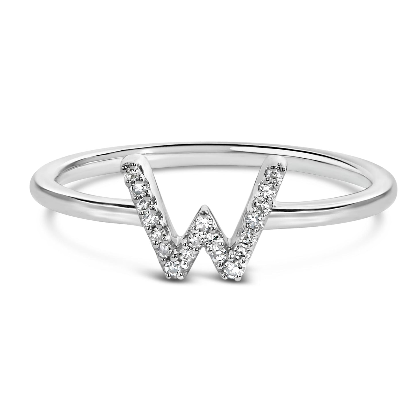 10K White Gold Diamond Accent Initial “A-Z” Ring