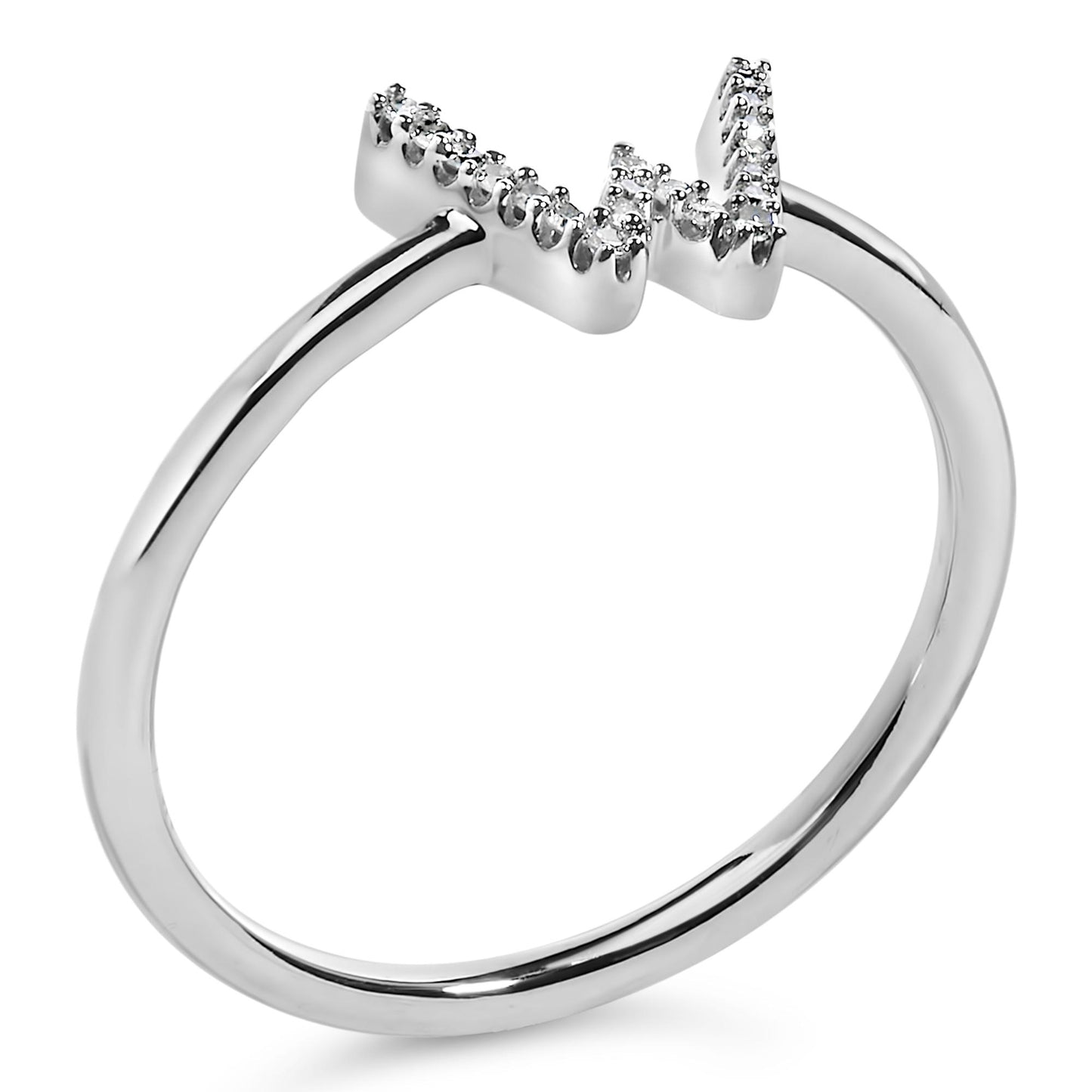 10K White Gold Diamond Accent Initial “A-Z” Ring
